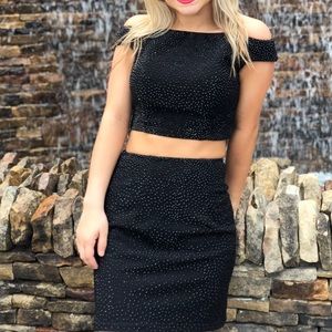 black two piece dress